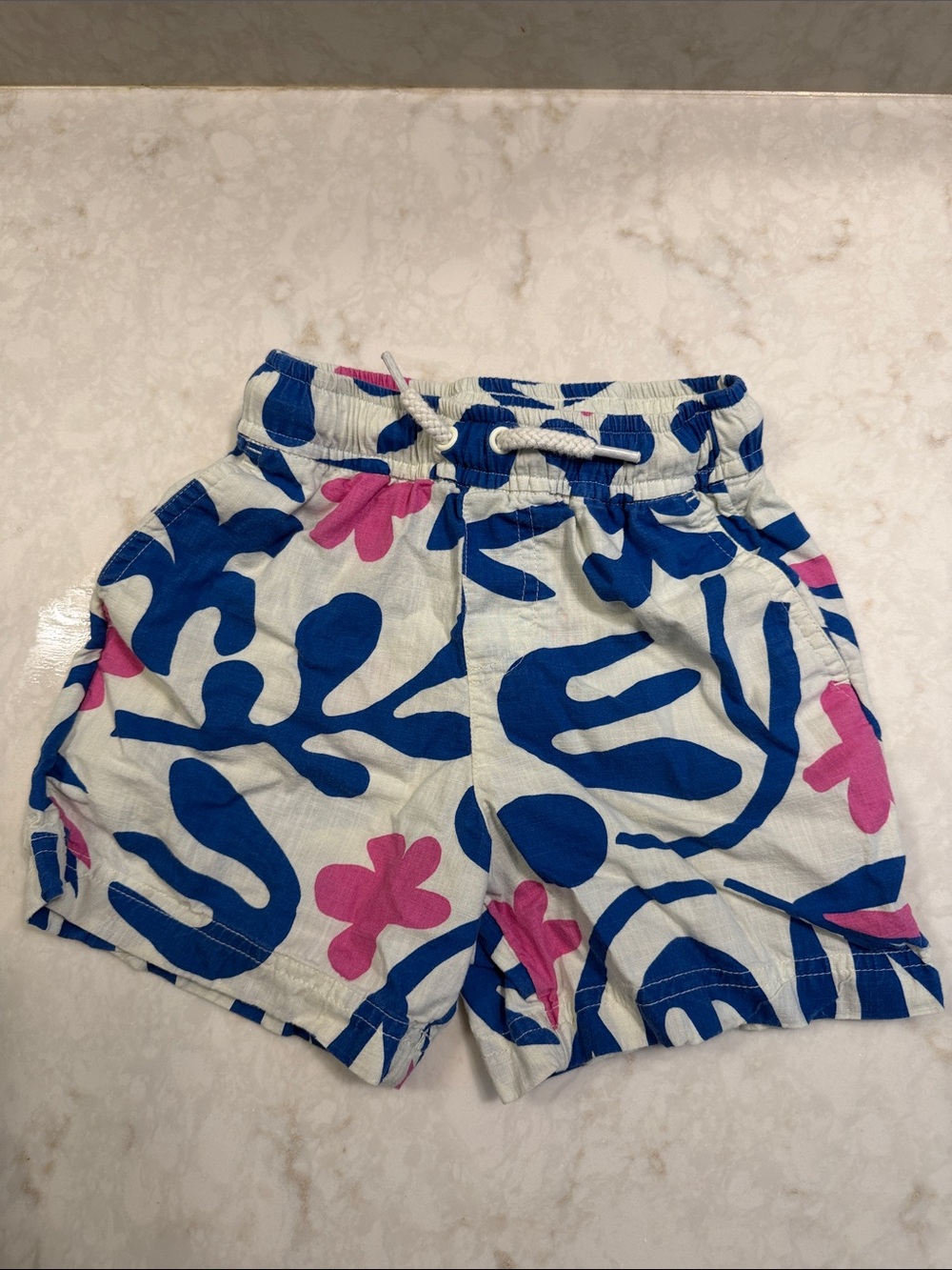 Hanna Andersson White Shorts with Blue and Pink Floral Print
